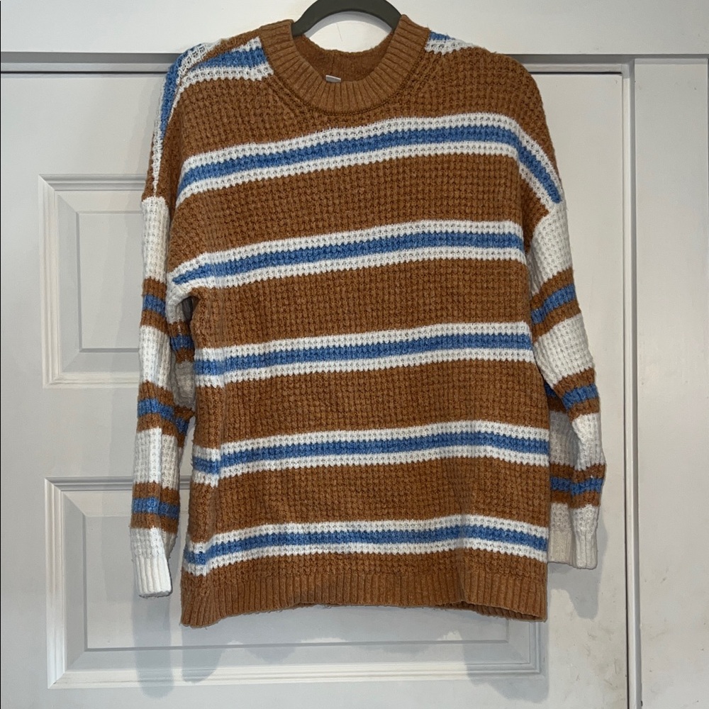 American Eagle Outfitters Brown and Blue Knit Sweater